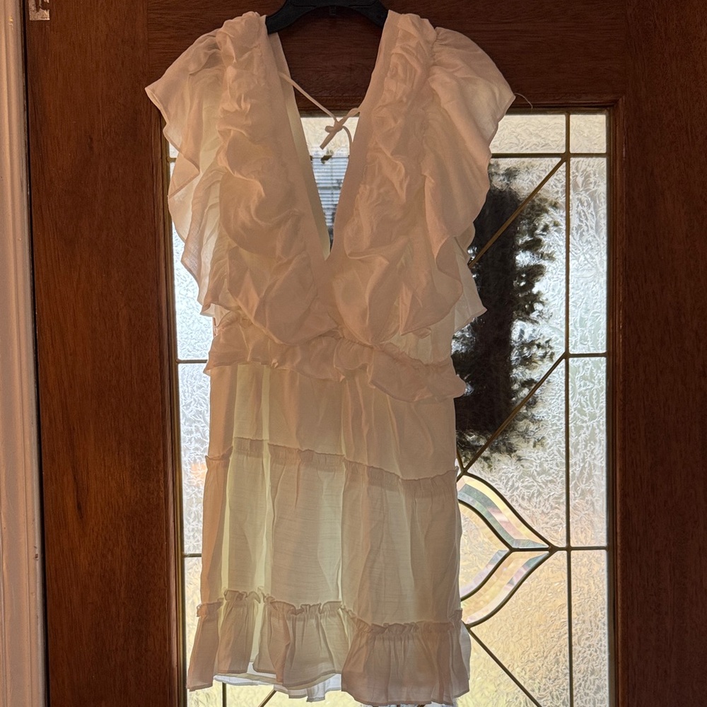 Glam Ivory Ruffled Mini Dress